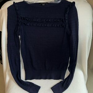 Ann Taylor, Navy Blue Sweater with ruffle detail